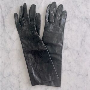 Bloomingdale's Black Leather, Silk Lined Gloves
Really elegant.